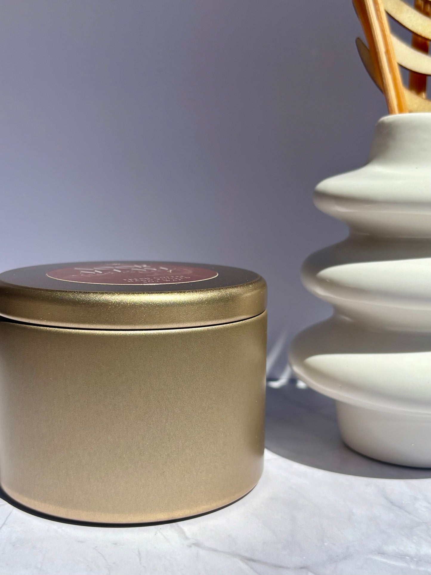 Gold tin jar candles
