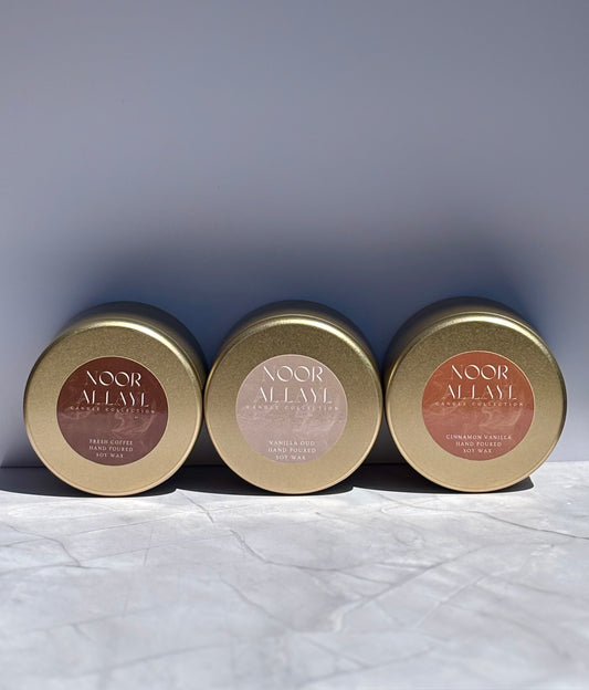 Gold tin jar candles